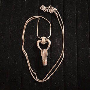 Brighton Sweety Heart Badge Clip Necklace Silver